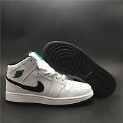 Air Jordan 1 Retro Mid White Black Hyper Jade (GS) 554725-122  - 1