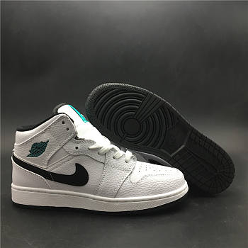 Air Jordan 1 Retro Mid White Black Hyper Jade (GS) 554725-122 