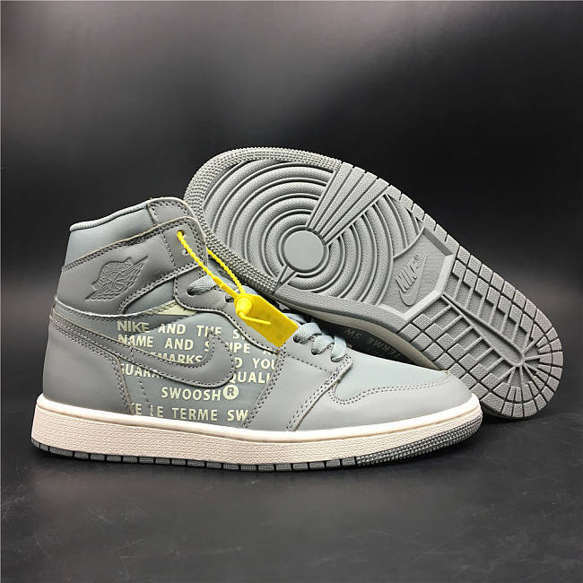 Air Jordan 1 OFF-WHITE Grey Silk Collaboration SKU 555088-010 - 1