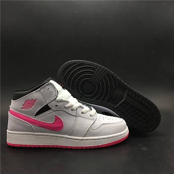 Air Jordan 1 Mid White Black Hyper Pink (GS) 555112-106