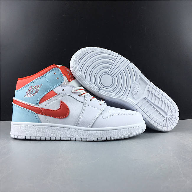 Air Jordan 1 Mid White Topaz Mist (GS) 555112-104 - 1