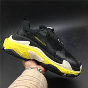 Balenciaga Black Triple S Black Yellow Sneakers - 1