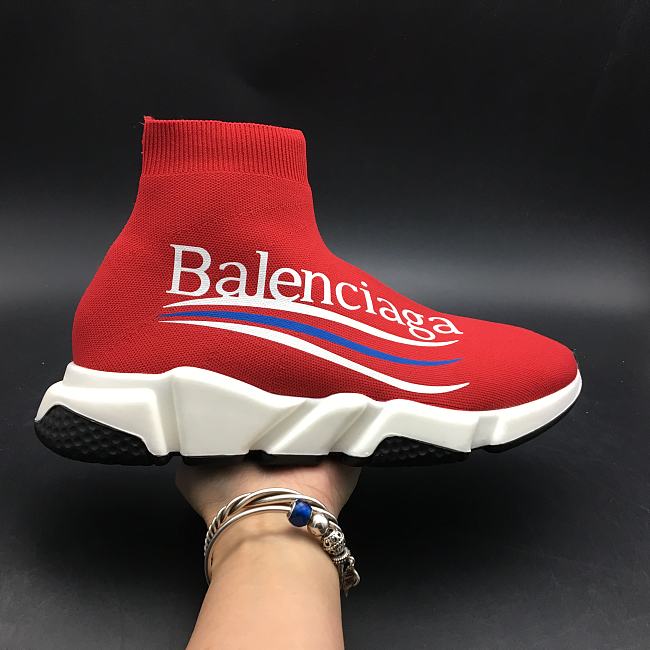 BALENCIAGA COCA COLA SPEED TRAINER SOCK RED WHITE BLACK  - 1