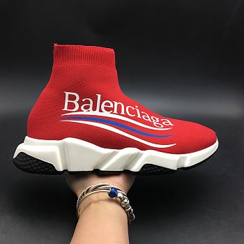 BALENCIAGA COCA COLA SPEED TRAINER SOCK RED WHITE BLACK 