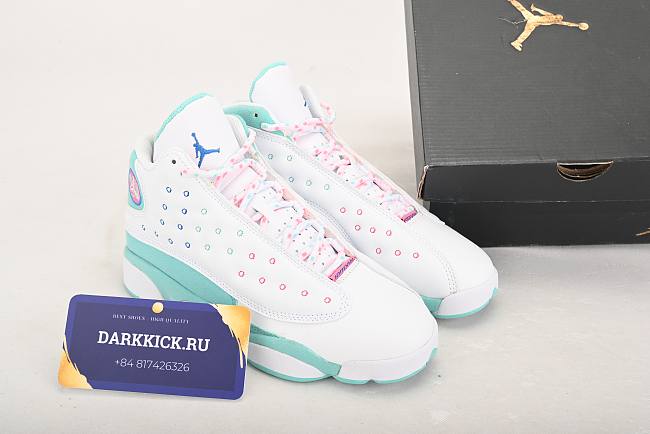 Air Jordan 13 Retro White Soar Green Pink (GS) 439358-100 - 1