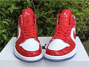 Air Jordan 1 Mid Red Patent White Blue Shoes DC7294-600 - 2