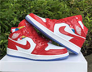 Air Jordan 1 Mid Red Patent White Blue Shoes DC7294-600 - 4