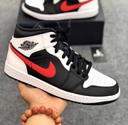 Air Jordan 1 Mid Black White Red 554724-075  - 1