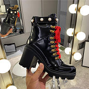 GUCCI Faux Pearl-embellished Leather Ankle Boots - 1