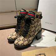 Gucci Beige Wool GG Ankle Boots Black - 6