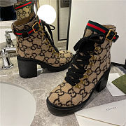 Gucci Beige Wool GG Ankle Boots Black - 4