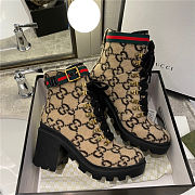 Gucci Beige Wool GG Ankle Boots Black - 3