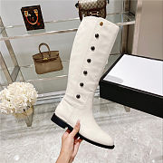 GUCCI Calfskin Buttons Lifford Knee High Boots White - 1