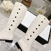 GUCCI Calfskin Buttons Lifford Knee High Boots White - 5