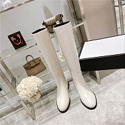 GUCCI Calfskin Buttons Lifford Knee High Boots White - 4