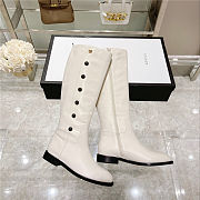 GUCCI Calfskin Buttons Lifford Knee High Boots White - 3