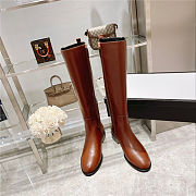 GUCCI Calfskin Buttons Lifford Knee High Boots Brown - 6