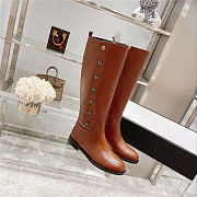 GUCCI Calfskin Buttons Lifford Knee High Boots Brown - 5