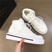 Prada Macro Re-Nylon and brushed leather high-top sneakers - White - 1