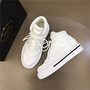 Prada Macro Re-Nylon and brushed leather high-top sneakers - White - 3