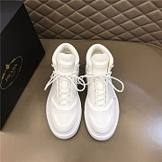 Prada Macro Re-Nylon and brushed leather high-top sneakers - White - 4