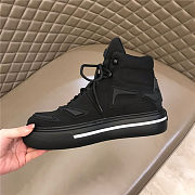 Prada Macro Re-Nylon and brushed leather high-top sneakers - Black - 4