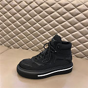 Prada Macro Re-Nylon and brushed leather high-top sneakers - Black - 3