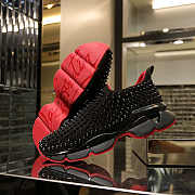 Christian Louboutin Black Spike Sock Leather Sneakers - 1