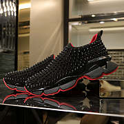 Christian Louboutin Black Spike Sock Leather Sneakers - 5