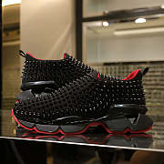 Christian Louboutin Black Spike Sock Leather Sneakers - 4