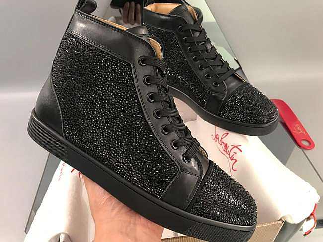 Christian Louboutin Louis Orlato Strass Flat Black - 1