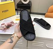 Fendi Black stretch lace slides 8X8088AEH5F0ABB - 5