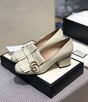 Gucci White leather mid-heel pump - 5