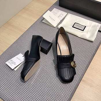 Gucci Black leather mid-heel pump