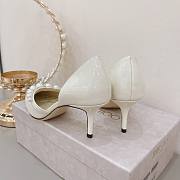 Latte Patent Leather Pointed Pumps with Pearl Embellishment AURELIE85XKM - 6