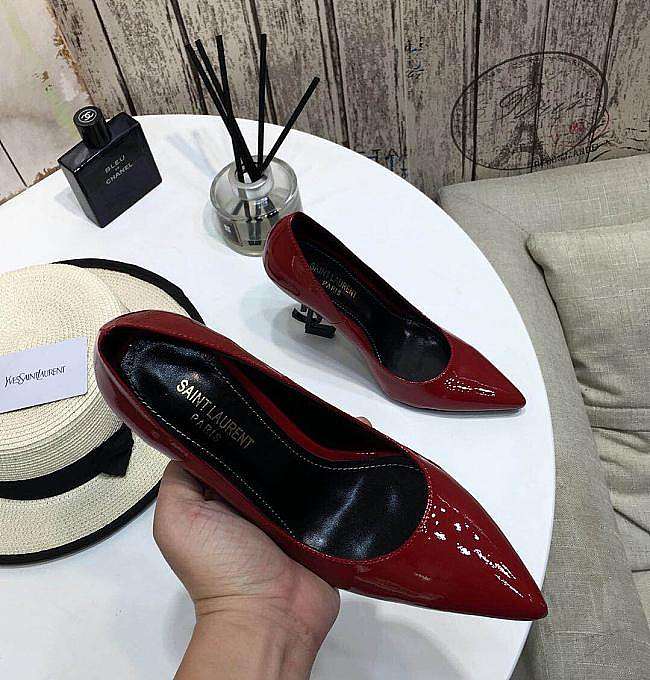 SAINT LAURENT Red Velvet Opyum 85 Heels 212418F122004 - 1