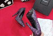 SAINT LAURENT Cleopard Purple 85 Heels 212418F122004 - 6