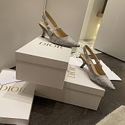 J'ADIOR SLINGBACK PUMP Gray Toile de Jouy Reverse Embroidered Cotton KDP761TJE_S37W - 5