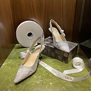 J'ADIOR SLINGBACK PUMP Gray Toile de Jouy Reverse Embroidered Cotton KDP761TJE_S37W - 3