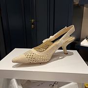 DIOR CAPTURE HEELED MULE Gold-Tone Metallic Mesh with Cannage Embroidery KDP927LNE_S71 - 6