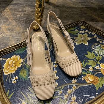 DIOR & MOI SLINGBACK PUMP Cream Mesh Cannage Embroidery KDP890RCE_S33U