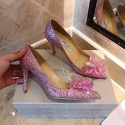 Jimmy Choo Alia Rose Mix Suede and Crystal Covered Pointy Toe Pumps - 1