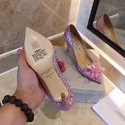 Jimmy Choo Alia Rose Mix Suede and Crystal Covered Pointy Toe Pumps - 6