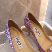 Jimmy Choo Alia Rose Mix Suede and Crystal Covered Pointy Toe Pumps - 5