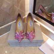 Jimmy Choo Alia Rose Mix Suede and Crystal Covered Pointy Toe Pumps - 3