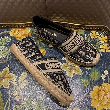 DIOR GRANVILLE ESPADRILLE Deep Blue Toile de Jouy Reverse Embroidered Cotton KDB578TJE_S36W