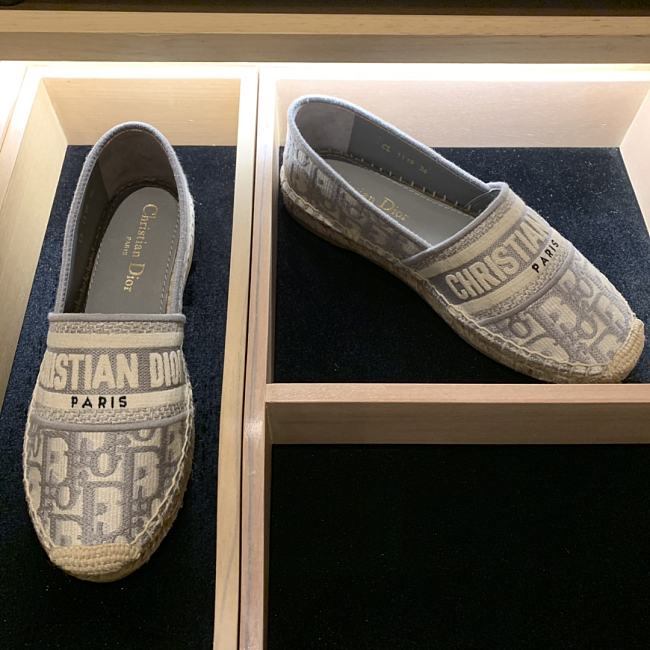 DIOR GRANVILLE ESPADRILLE Gray Toile de Jouy Reverse Embroidered Cotton KDB578TJE_S37W - 1