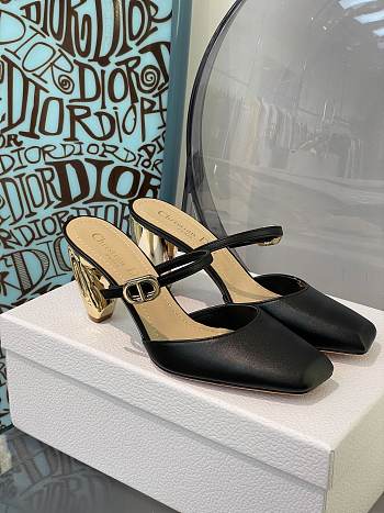 DIOR RHODES HEELED MULE Black Calfskin KDP924VEA_S900