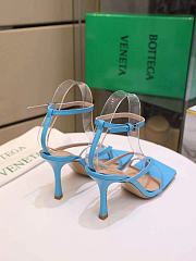 Bottega Veneta Women's Blue Barely There Leather Sandal - 5