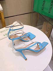 Bottega Veneta Women's Blue Barely There Leather Sandal - 4